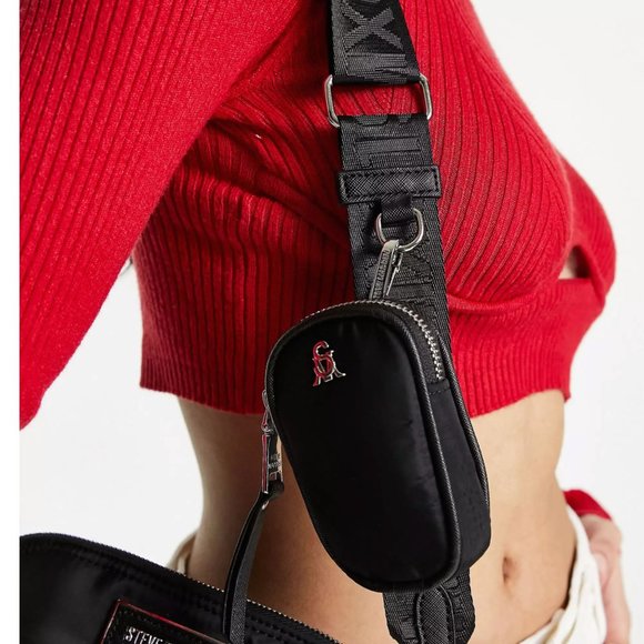 Steve Madden Bfarren cross body bag in black nylon with Detachable pouch - Picture 7 of 8